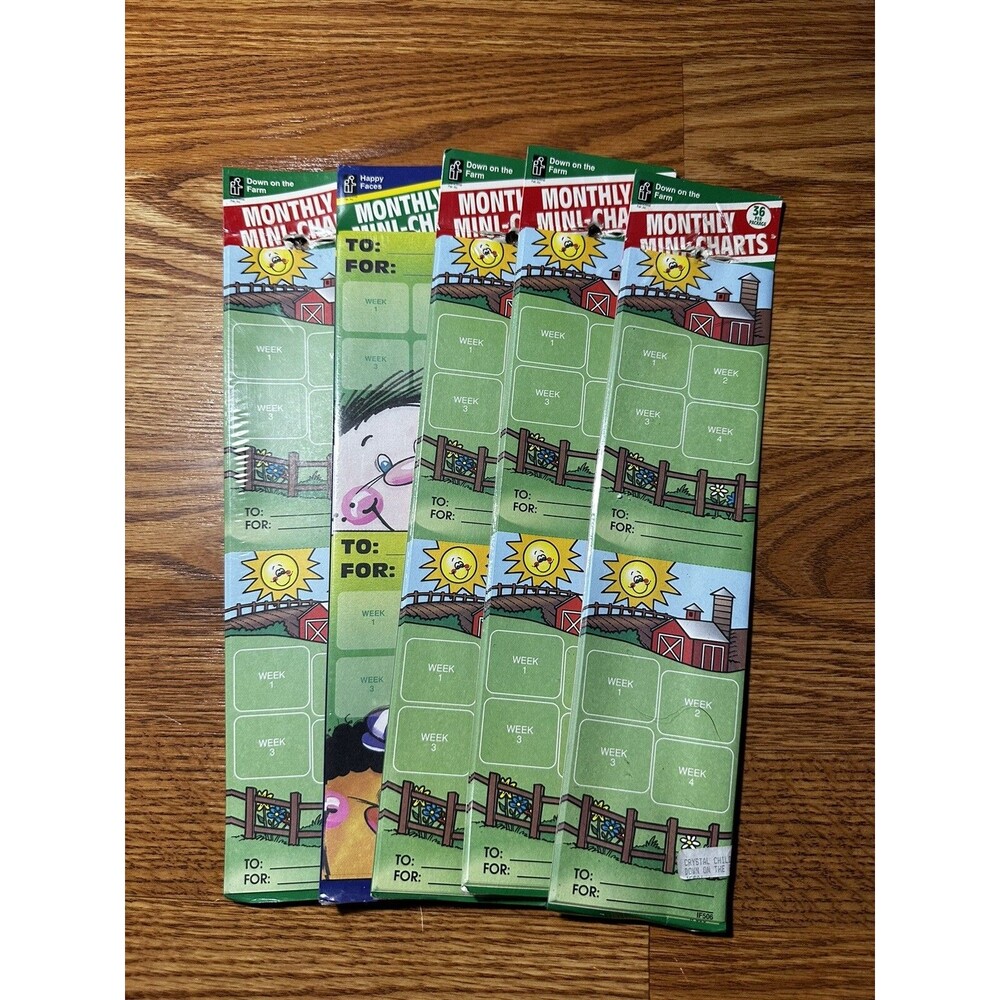 Monthly Mini Sticker Charts Lot Of 5 Packs 36per Sticker Reward Chart VTG NOS